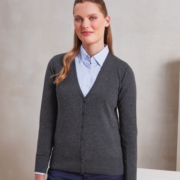 Premier Ladies Cotton Acrylic V Neck Cardigan Thumbnail